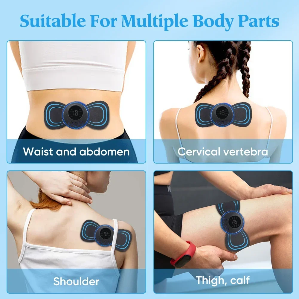 Ems massageador elétrico de pescoço, estimulador de massagem muscular, instrumento de baixa frequência, costas, cervicais, panturrilha, mini dispositivo de articulações