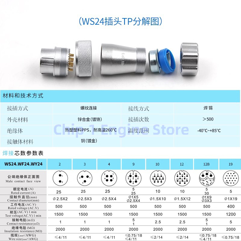 Für weipu ws24 stecker tp tq td 2 3 4 9 10 12 19-poliger lot luftfahrt stecker stromst ecker m24 signal adapter
