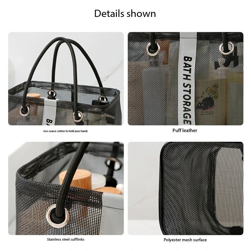 ตะกร้าระบายน้ําตาข่ายพับได้ 2in1 Travel Toiletry ว่ายน้ํา Organizer ขนาดใหญ่แบบพกพาพกพา Handle Eco Friendly Storage