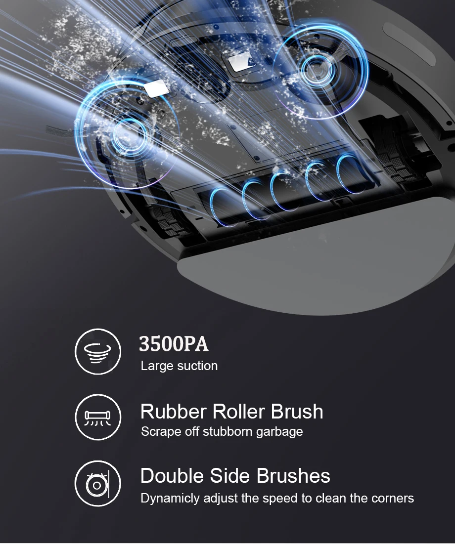 Robot aspirador Combo Mop, succión Robótica de 3500PA, Control WiFi/voz, recarga automática, pelo de mascota para Robot aspirador doméstico