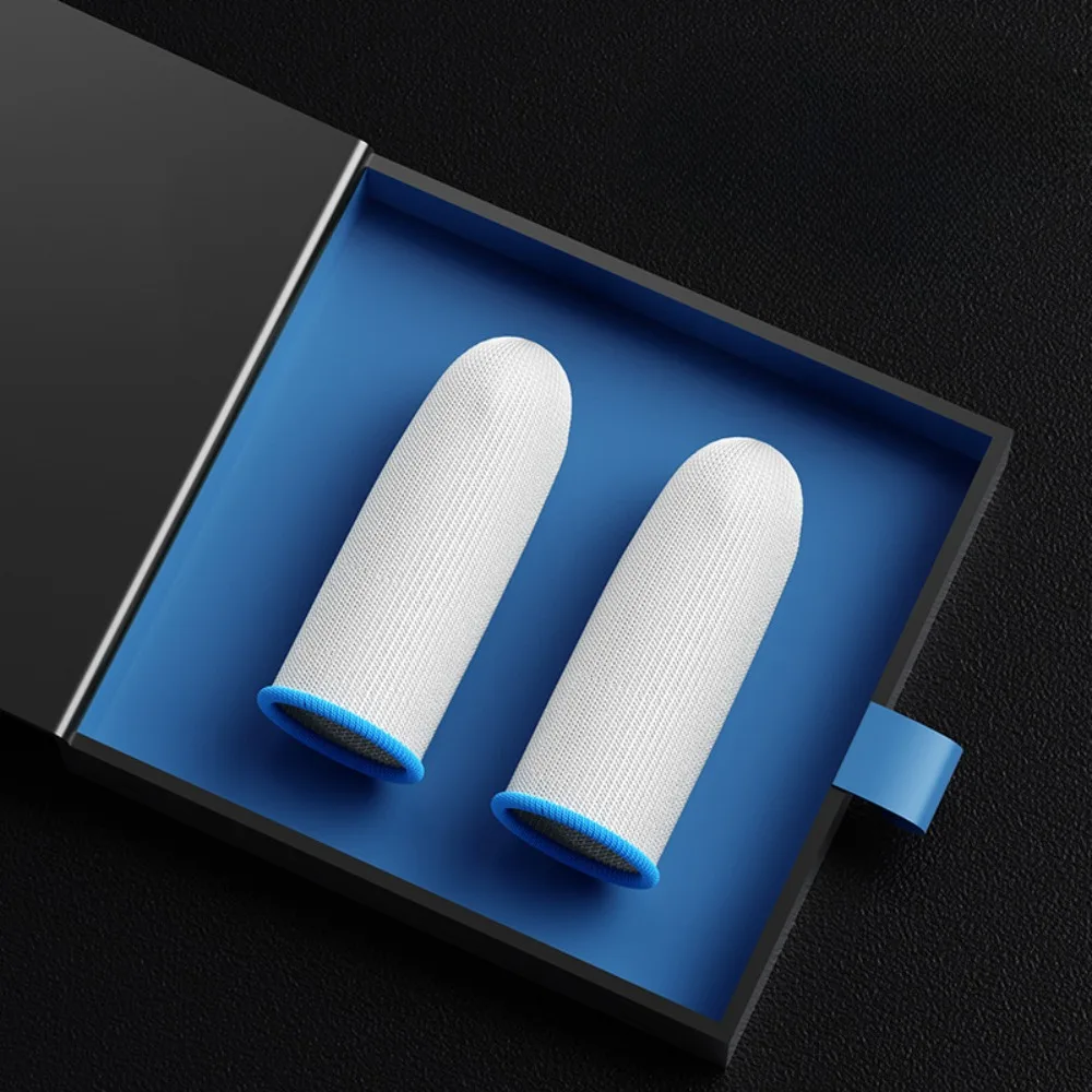Guantes para juegos de teléfono móvil, cubierta para los dedos a prueba de sudor, fundas antideslizantes para la yema del dedo de fibra plateada