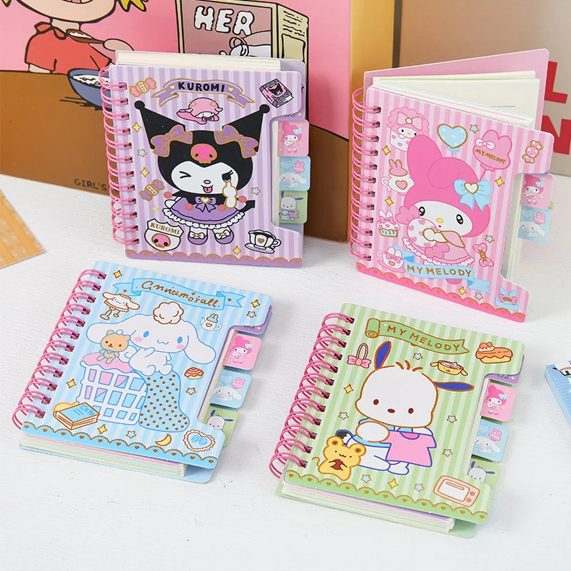 Diario carino Notebook A7 Serie Anime Kawaii Kuromi Cinnamoroll Cartoon Notebook portatile Studente Cancelleria Regali per bambini