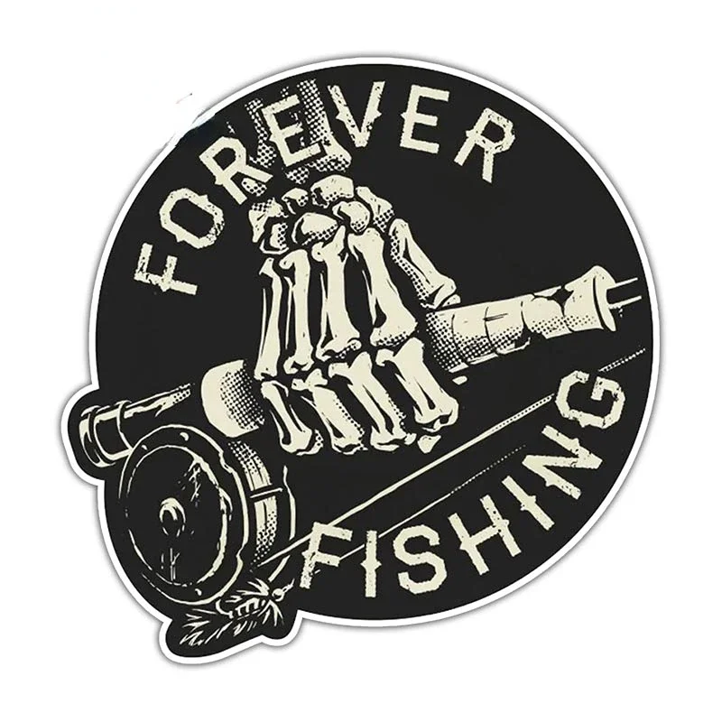 OFK Forever-pegatina de carrete de pesca para caja de aparejos, caja de herramientas, pegatina de nevera de neumáticos de pesca, pegatinas divertidas para coche. 13CM