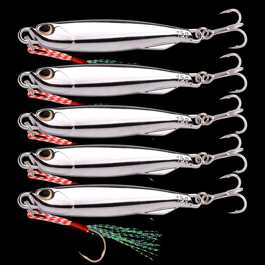 5 Stück 10g 15g 20g 25g 30g Beschichtung silbrig Metall Jig Köder Seefischerei Angel Köder Angel köder Salzwasser Bass Tackle