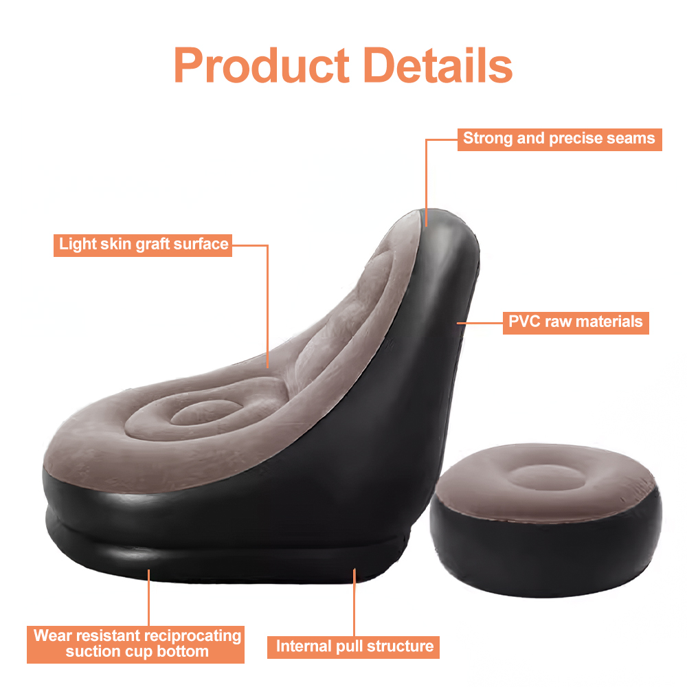 Inflatable Leisure Sofa Lazy Sofa Set  With Foot Pedal Outdoor Foldable Recliner Bed Fluffy Seat Bedroom Chair