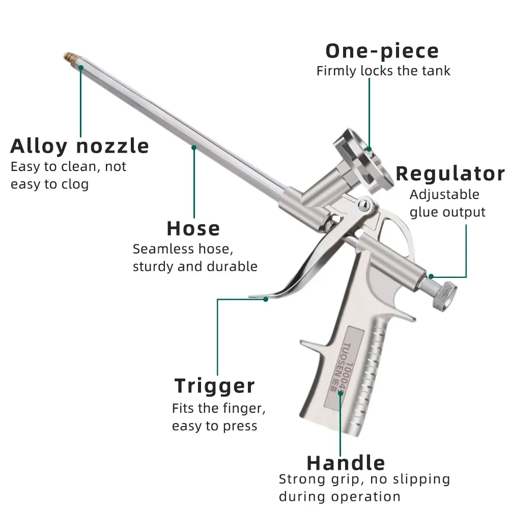 Foam Expanding Spray Gun All Metal Polyurethane Foam Sealant Foaming Jet Glue Gun Manual Sealant Caulking Tool House Renovation