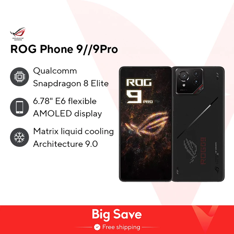 Estreia mundial ASUS ROG Phone 9 5G Smartphone Snapdragon 8 Elite 6.78 ''185Hz AMOLED Display ROG 9 Pro 5800mAh NFC Celular