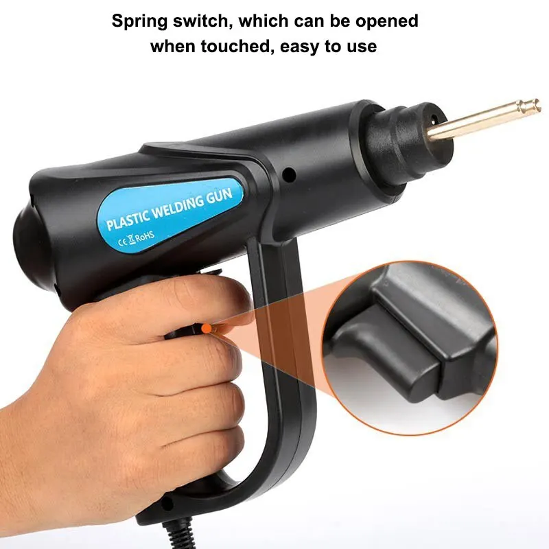 70W Pistola per Saldatura di Plastica Riparatore 200/800 Chiodi Hot Melt Paraurti UE Saldatore PVC Kit di Riparazione Auto Garage Strumenti Chiodo Filo Strumento