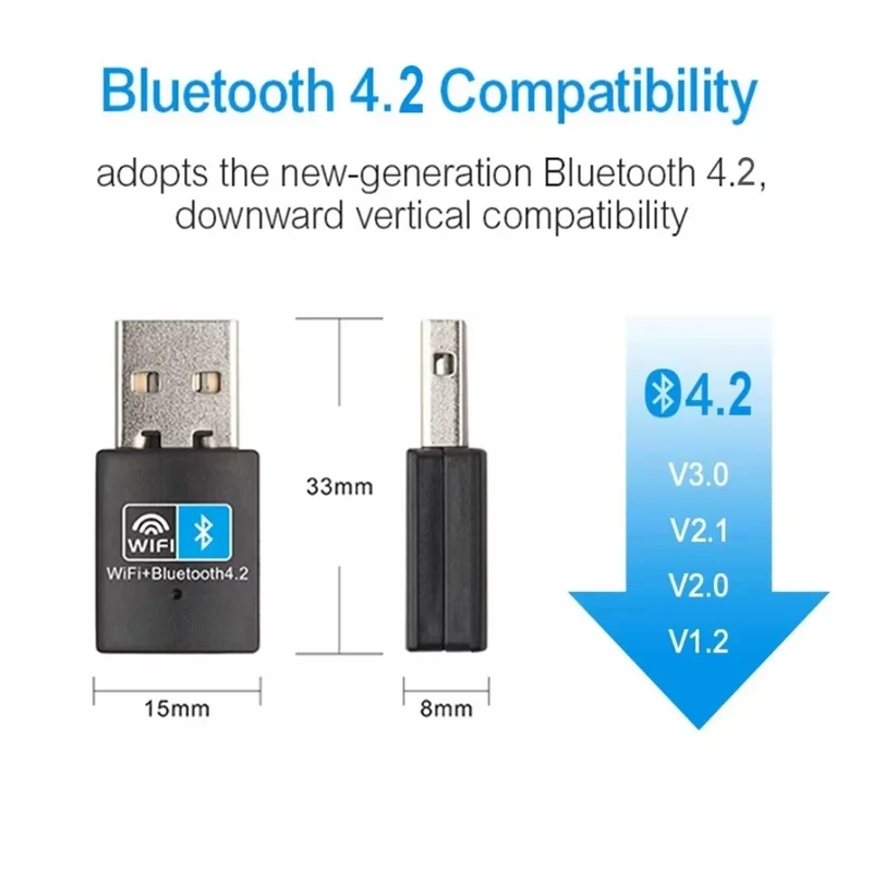 Беспроводной адаптер Wi-Fi Bluetooth 150 Мбит/с USB-адаптер 2,4G Bluetooth V4.2 Dongle Сетевая карта RTL8723DU для настольных портативных ПК