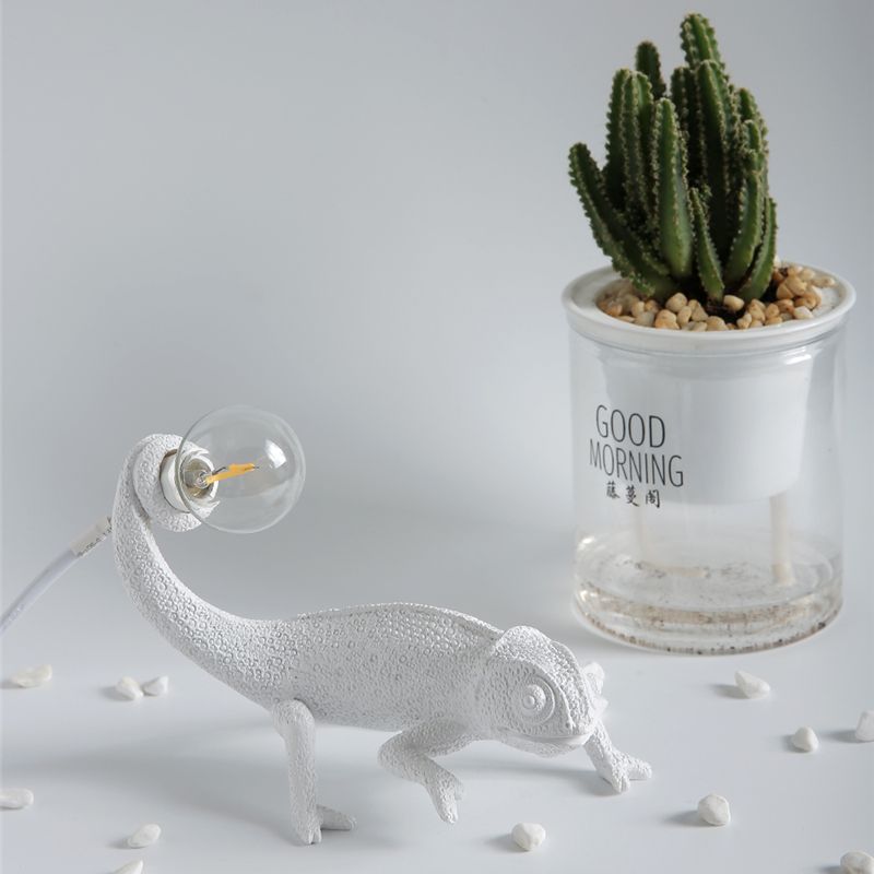 Nordic Eidechse Nachtlicht Moderne Nette LED Harz Tier Chamäleon RGB Lampe Schlafzimmer Deco kinder Spielzeug Weiß Leuchten