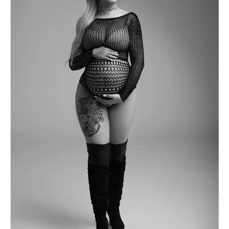 바디 슈트 라인 석 출산 여성 Photoshoot 섹시한 bodystocking 란제리