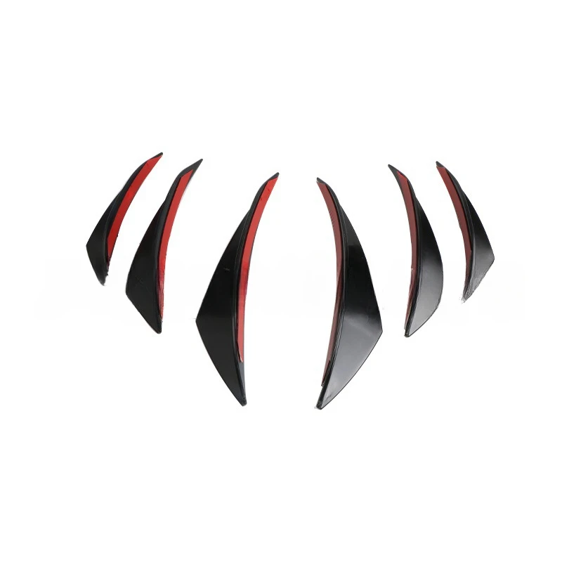 4/6 個フロントバンパーリップ装飾ディフューザースプリッターフィンボディスポイラーカナード自動修正カナード外装部品ユニバーサル