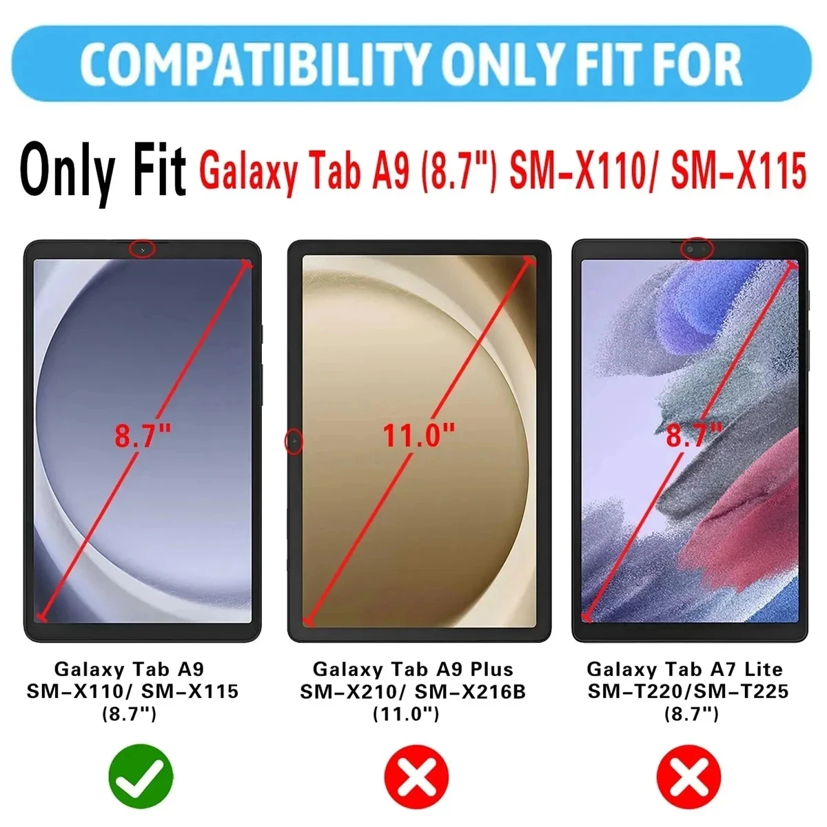For Samsung Galaxy Tab A9 8.7" SM-X110 SM-X115 Transparent Shockproof Silicone Protective Case Clear Thin Soft TPU Bumper Cover