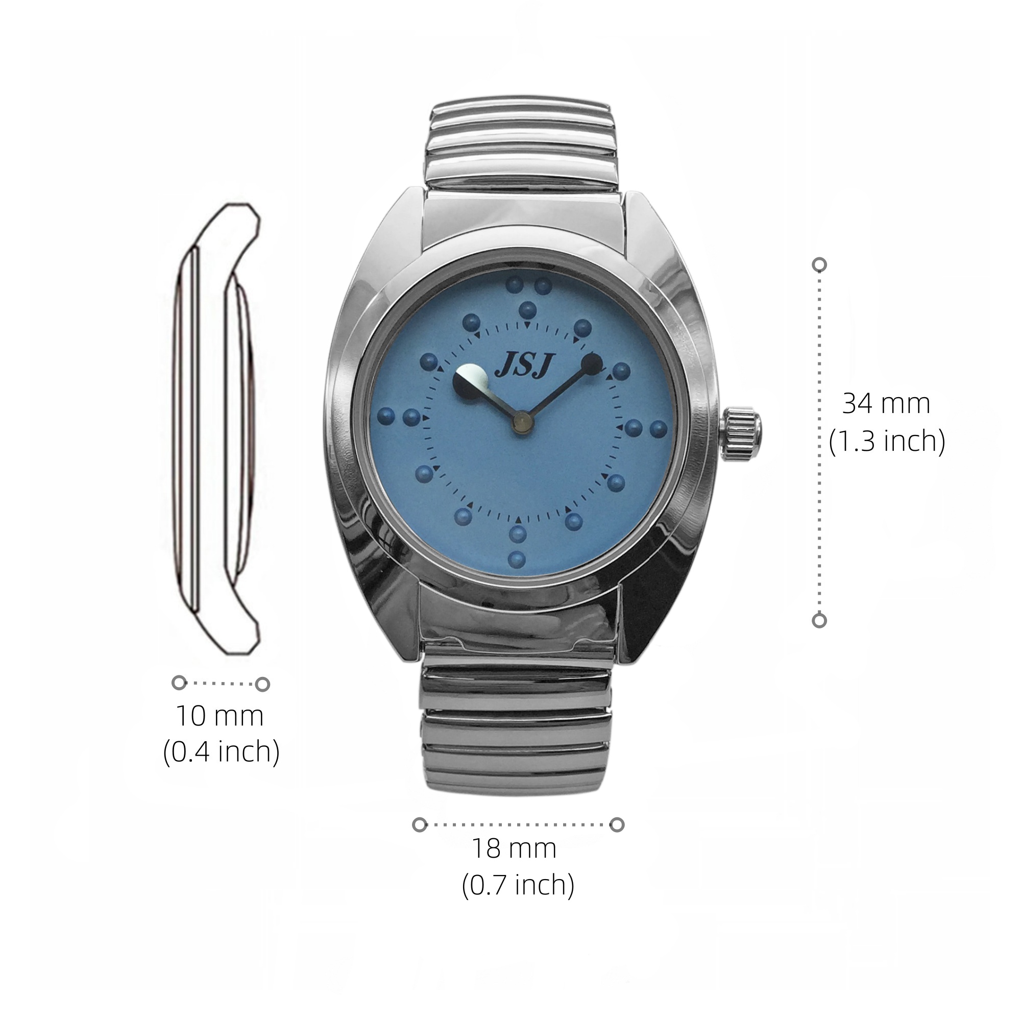 Тактильные часы для слепых людей-работает от аккумулятора (дополнительный ремешок, синий циферблат)