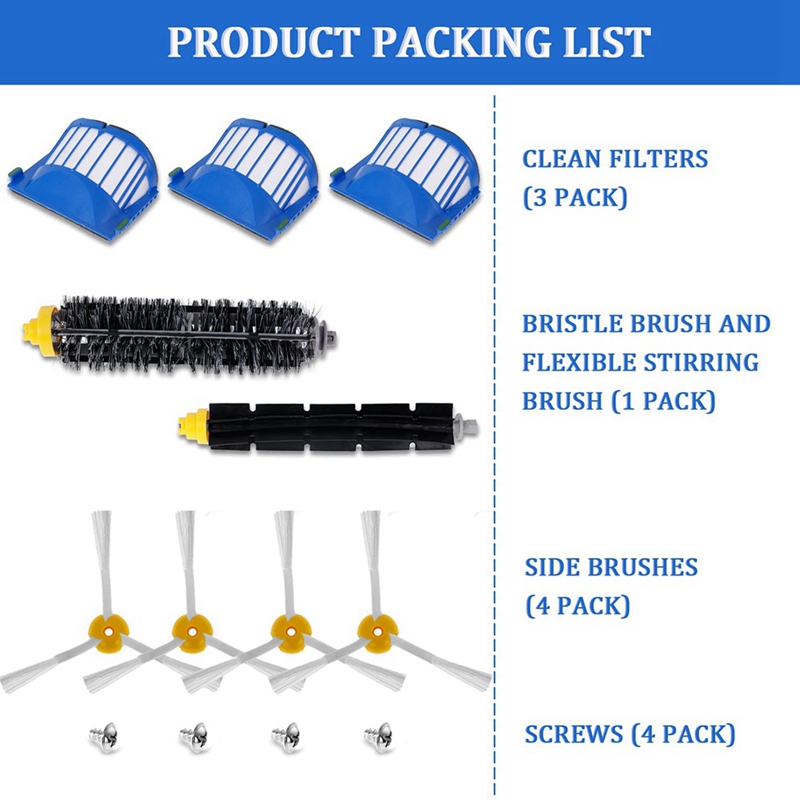 iRobot Roomba 500 600 시리즈 진공 청소기 액세서리 교체 부품 롤러 브러시 사이드 브러시 HEPA 필터 호환 가능