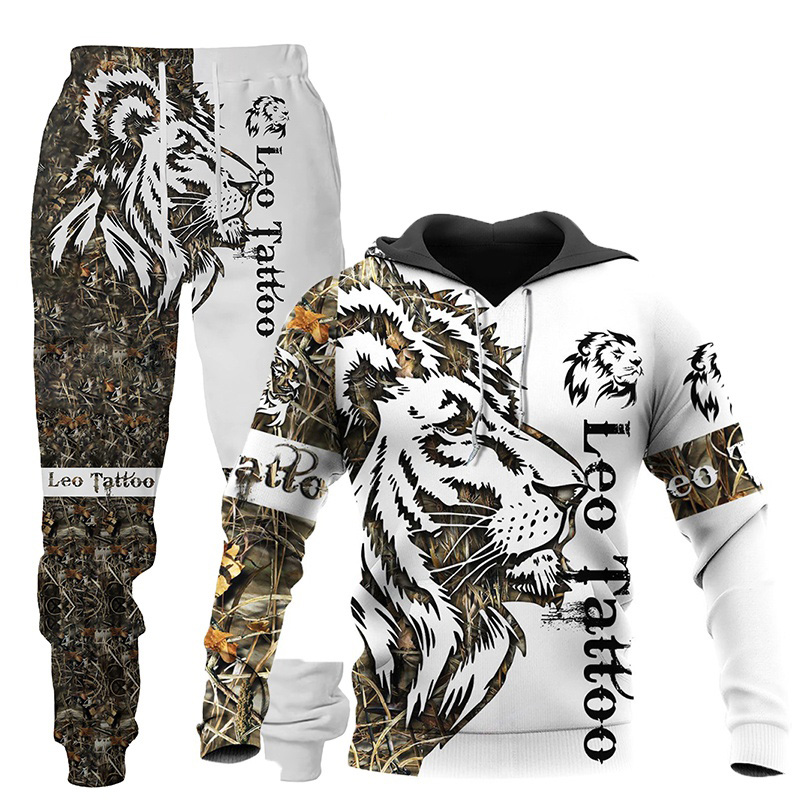 늑대 3d 인쇄 까마귀 바지 정장 남성 가을, 겨울 캐주얼 운동복 풀오버 남성 Tracksuit 세트 패션 남성 의류 정장