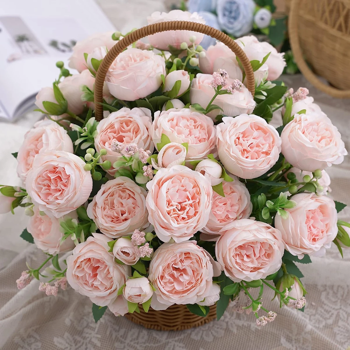 1 bundle 5 fiori peonia persiana bouquet da sposa fiore artificiale peonia decorazione di San Valentino vaso fai da te decorazione del soggiorno di casa