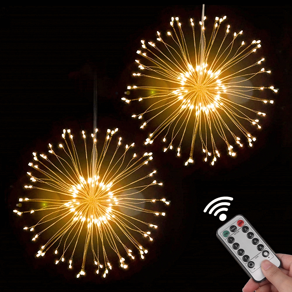 200 LED String Lichter Hängen Starburst Lampe DIY Feuerwerk Fee Lichter Weihnachten Girlande Festival Decor Remote Twinkle Lichter