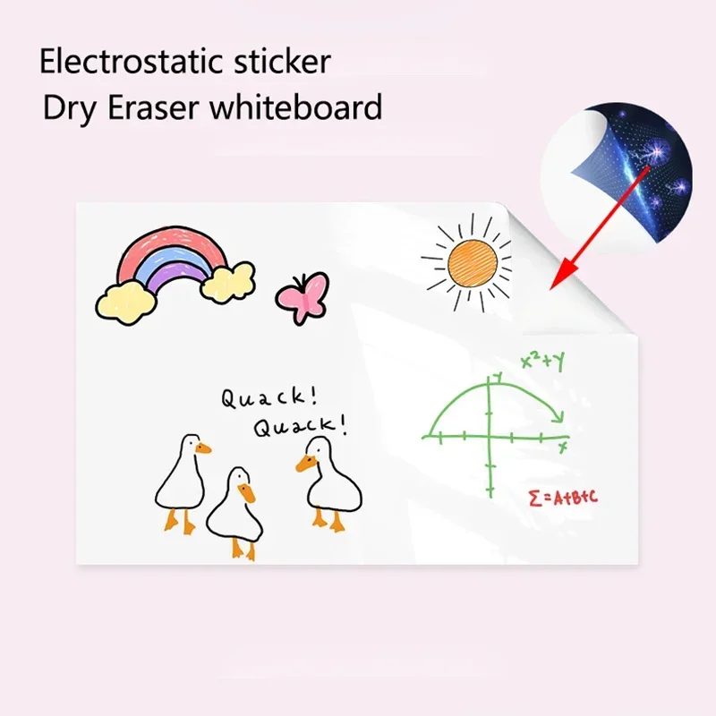 Width: 45CM Reusable Static whiteboard sticker wall Without Damage Easy To Apply and Remove Dry Eraser White Board