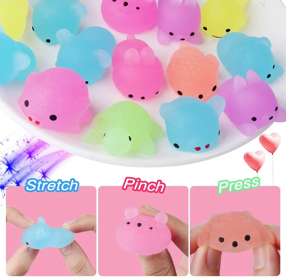 6/12/18 Pcs Luminous Mochi Squishies, Mochi Squishy สัตว์ความเครียดของเล่น, mini ความเครียดบรรเทาของเล่น Mochi สัตว์ของเล่น Kawaii