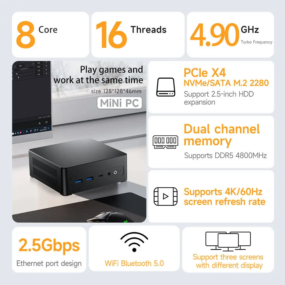 2025 new host Ryzen R7-6800H mini host mini computer 16GB 32GB RAM 512GB 1TB SSD Mini PC