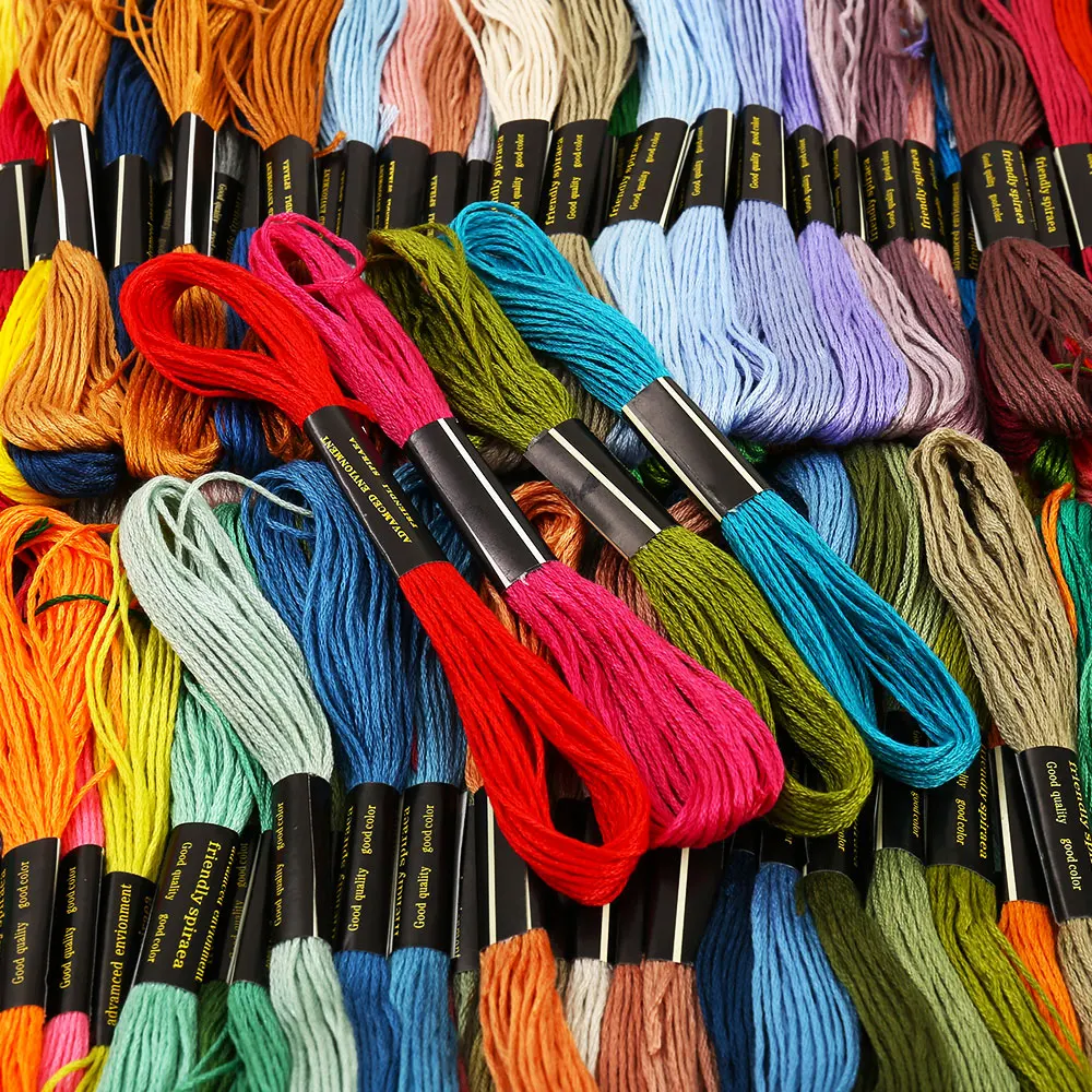 100/200/447pcs สีผสมเย็บปักถักร้อยผ้าฝ้ายเย็บ Skeins CRAFT CROSS Stitch Floss ชุดสาย DIY เครื่องมือทําสร้อยข้อมือ