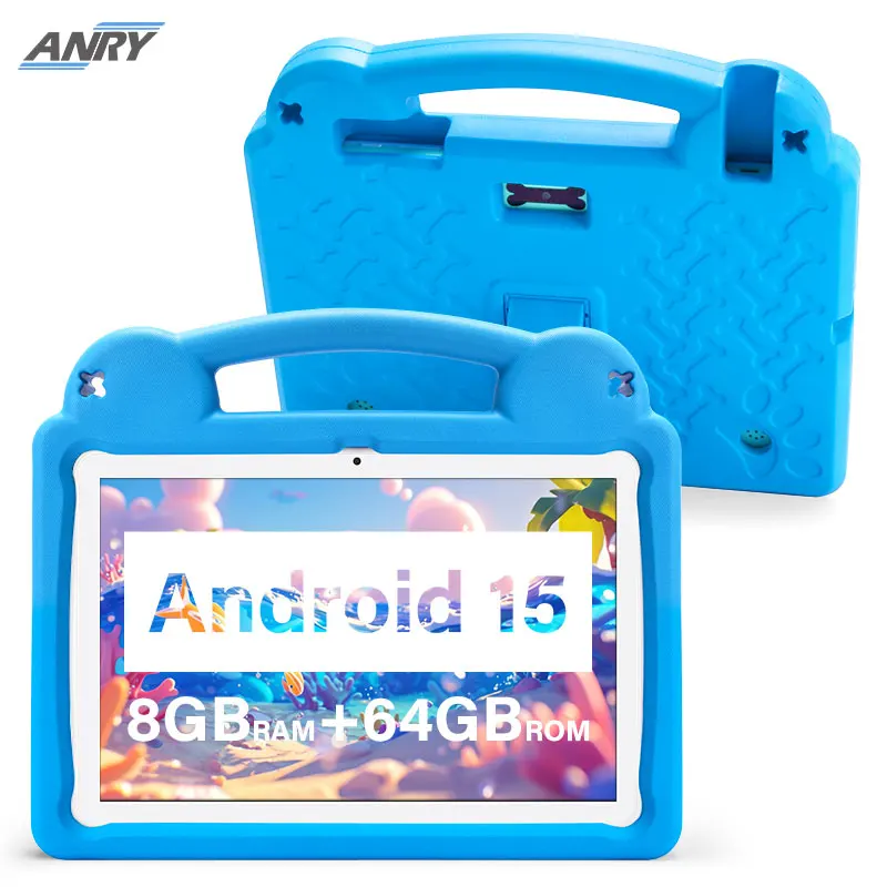 Детский планшет ANRY 2025, Android 15 10,1 дюйма, A523, 2,0 ГГц, 8 ГБ (4 + 4 расширения), ОЗУ, 64 ГБ ПЗУ, восьмиядерный процессор, 5000 мАч, планшеты, детские подарки