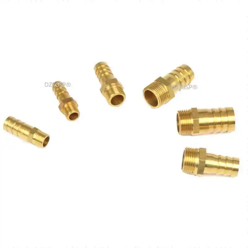 ท่อทองเหลือง 4 มม.6 มม.8 มม.10 มม.12 มม.19 มม.ท่อ Barb หาง 1/8 "1/4" 1/2 "3/8" BSP ตัวเชื่อมต่อชาย Joint ทองแดง Coupler Adapter