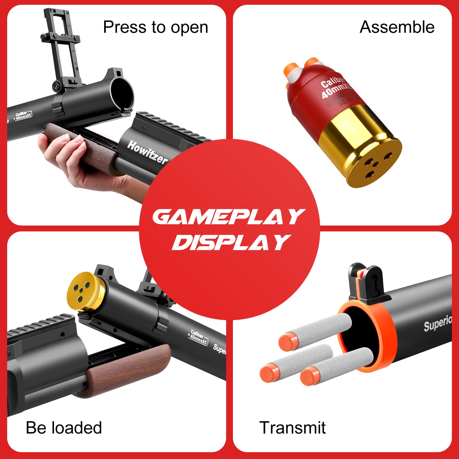 M79 Haubitze Soft Shell Launcher Spielzeug Schaumstoff Blaster Dart Schrotflinte Gewehrwerfer Cooles Zeug als Geburtstagsgeschenk für Kinder Schießspiel