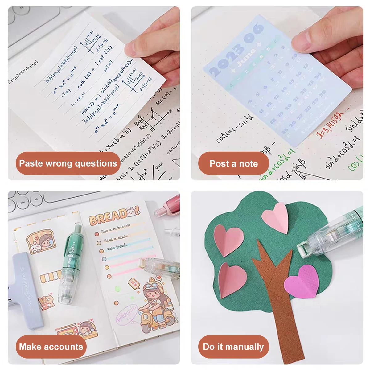 12Pcs/Set Transparent Dot Dispensing Double-sided Tape Replaceable Refills Handbook Dot Glue Stationery School Office Supplies