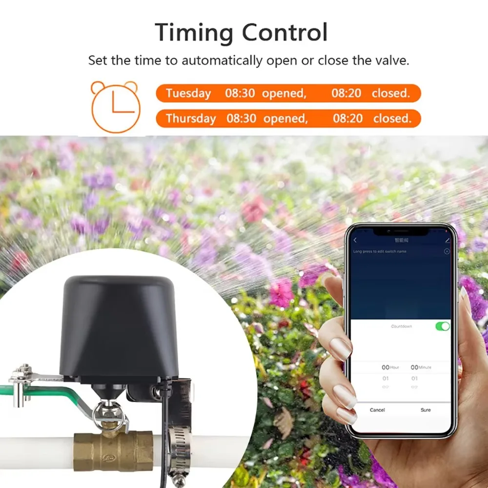 Tuya Zigbee of Wifi Waterklep Gasafsluiting Kogelkraan Timer Tuin Slimme Kraan Controller Ondersteuning Alexa Google Assistant