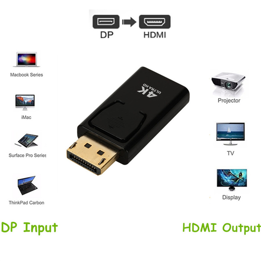 Adaptador 4K DisplayPort a HDMI macho DP a hembra, convertidor de Cable Compatible con HDMI, Audio y vídeo para proyector HD TV PC