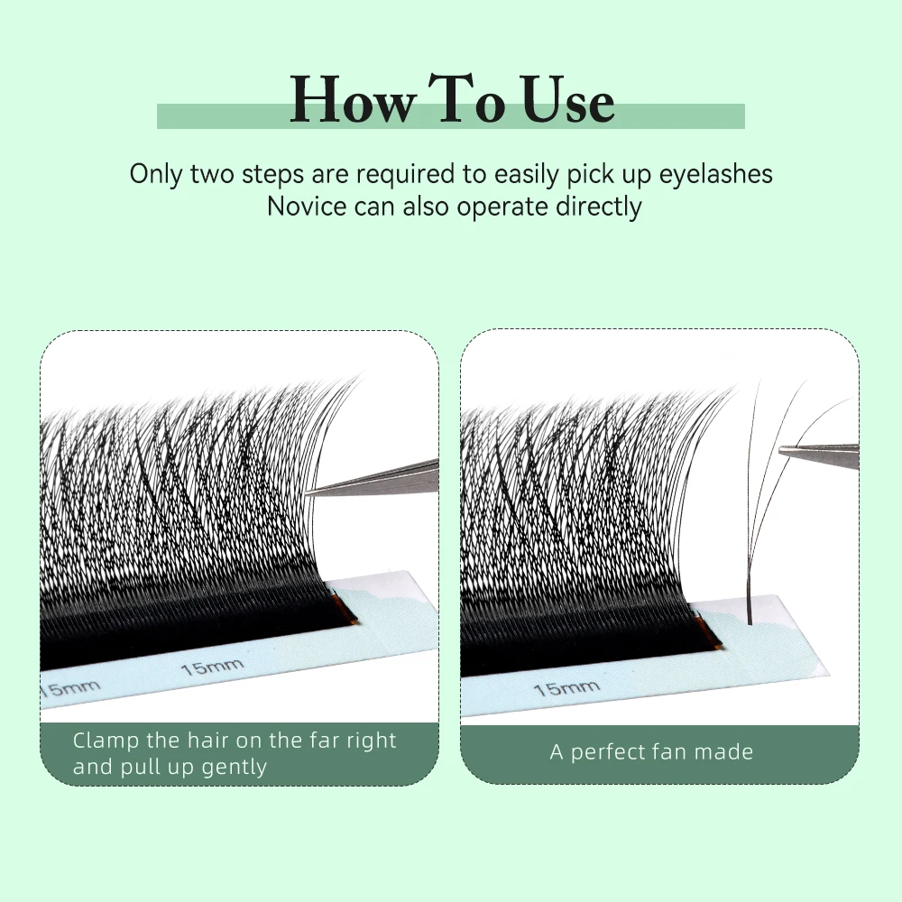 Yelix New 3D W Shape Small Opening Eyelash Extension Premade Volume Lashes L M Narrow 3D W Lashes Faux Eyelashes Makeup Tools