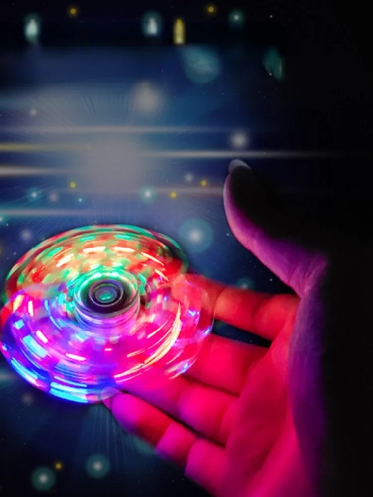 Mão superior spinners cristal luminoso led luz fidget spinner brilho no escuro edc alívio do estresse brinquedos giroscópio de alívio cinético para