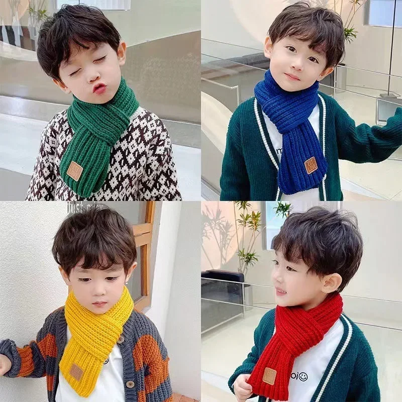 Bufanda tejida de otoño e invierno para niños, bufanda para el cuello, bufandas suaves para padres e hijos, pañuelo nuevo, calentador de otoño para niños y niñas