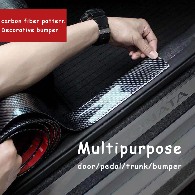 Car Door Sill Protector Rubber Strip, Adesivos de carro, Anti Scratch, Fibra De Carbono, Proteção Threshold, Bumper Film, Car Styling