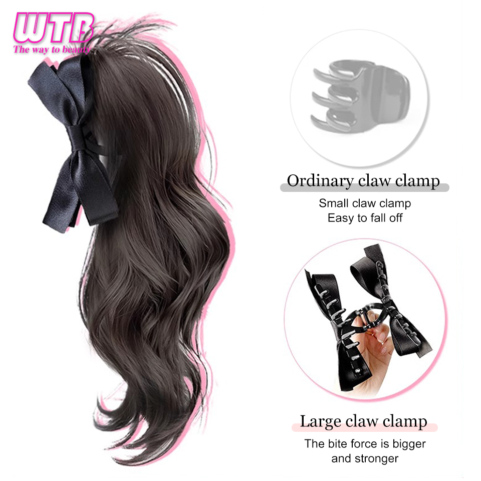 WTB-女性用ポニーテール合成クリップ,短い巻き毛のポニーテール,偽のかつら,ポニーテールエクステンション,ヘアピース