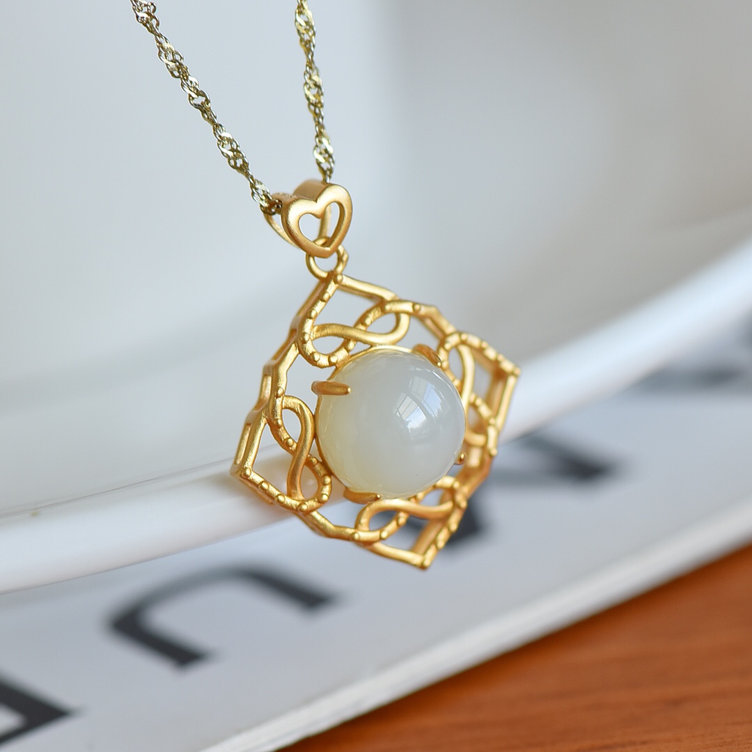 Natural Hetian Jade Egg Forma Pingentes para Mulheres, S925 Prata, Moda Colar Pingente, Presentes Jóias