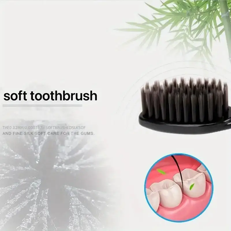10 ชิ้น Double Ultra Soft แปรงสีฟัน, ถ่านไม้ไผ่ NanoToothbrushes, ทันตกรรมส่วนบุคคลแปรงฟันสนับสนุนแปรงสีฟันสําหรับผู้ใหญ่