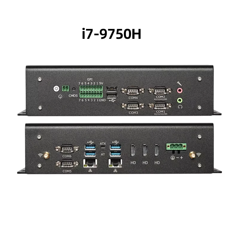 Quạt Không Cánh Công Nghiệp Máy Tính Mini PC I7 1165G7 Kép Ethernet GPIO DB9 RS232/422/485 2x MPCIe Wi-Fi 4G LTE HDMI VGA 6XUSB Windows Linux