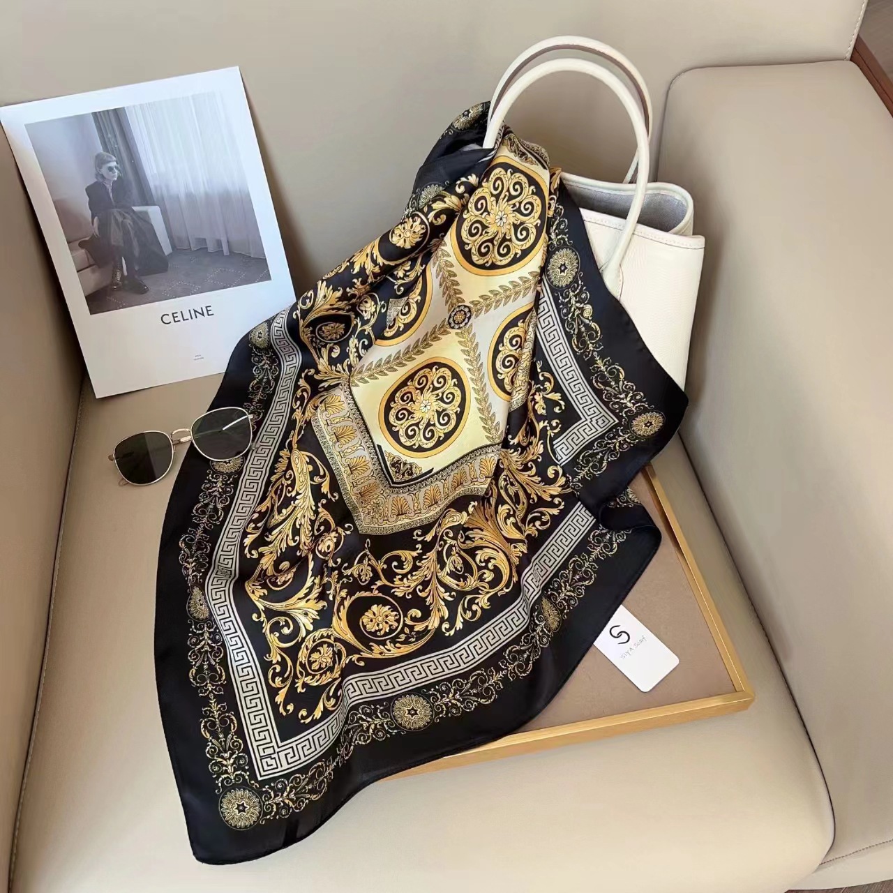 SIMPLEJEWEL 70 センチメートルシルク正方形スカーフ女性サテンバンダナプリントスカーフヘッドバンドファッション女性の髪ショールラップネッカチーフヒジャーブ