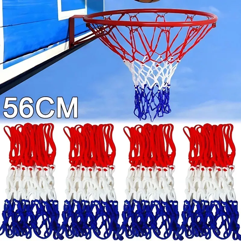 56cm Outdoor Sports Basketball Net Standard Nylon Thread Basketball Hoop Mesh Net 12 Loops Three Color Universal Basketball Net