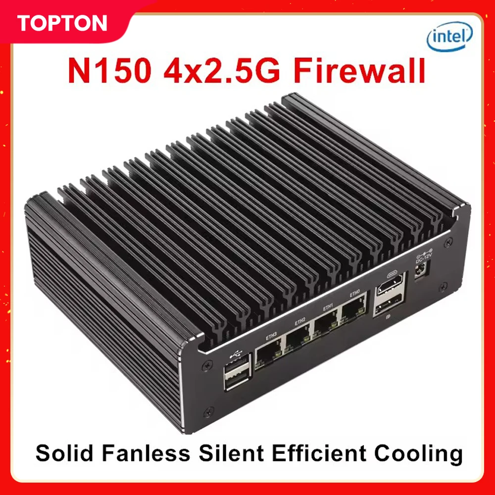 Nuevo Mini PC Firewall sin ventilador sólido Intel N150 N95 i5-8250U N6005 4417U 4x2,5G LANs servidor doméstico DDR4 NVMe tipo C pfSense OPNsense