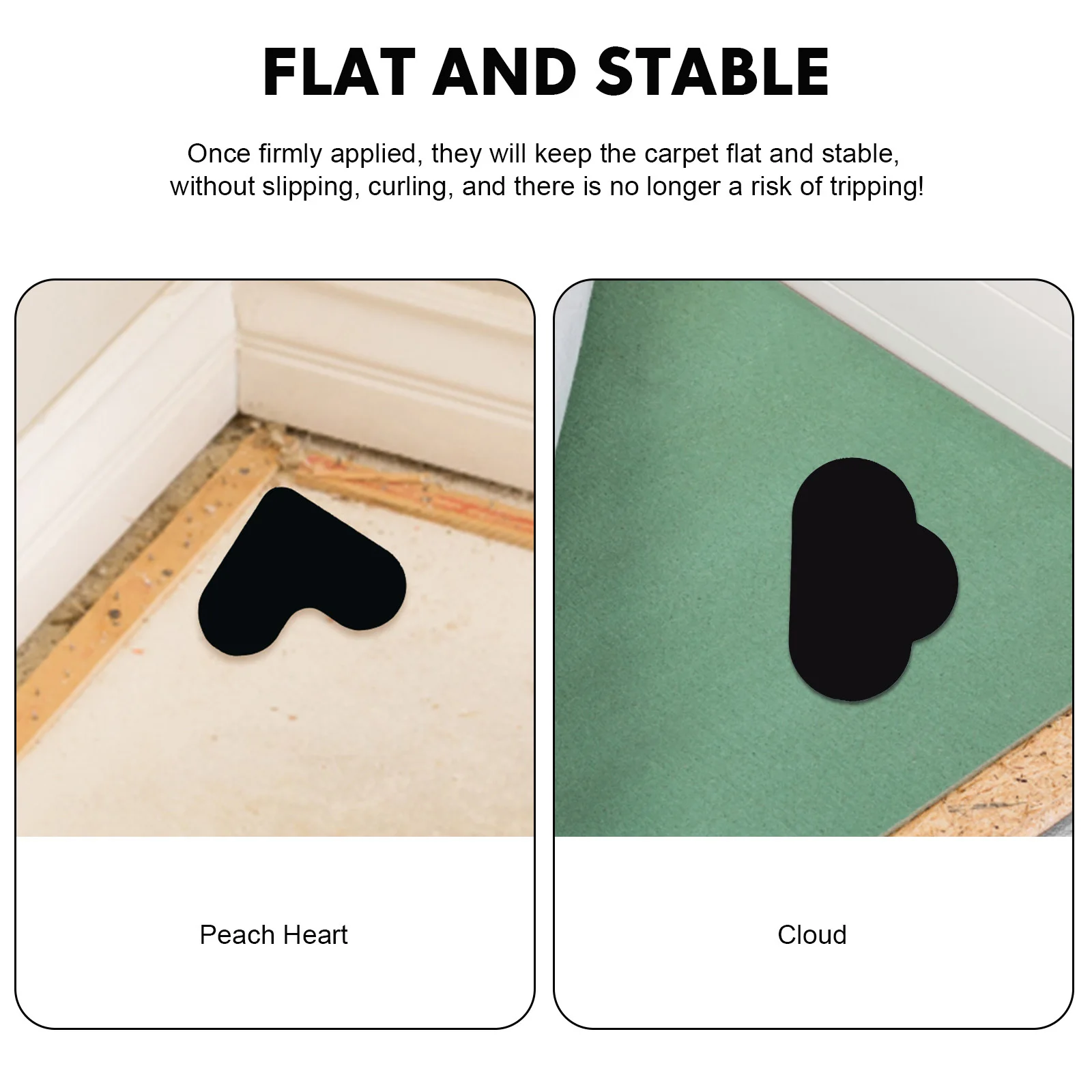 16Pcs Carpet Gripper Pads Rug Tape Stickers Heart Cloud Shape Non Slip Rug Holders for Hardwood Floors Tiles Non Slip