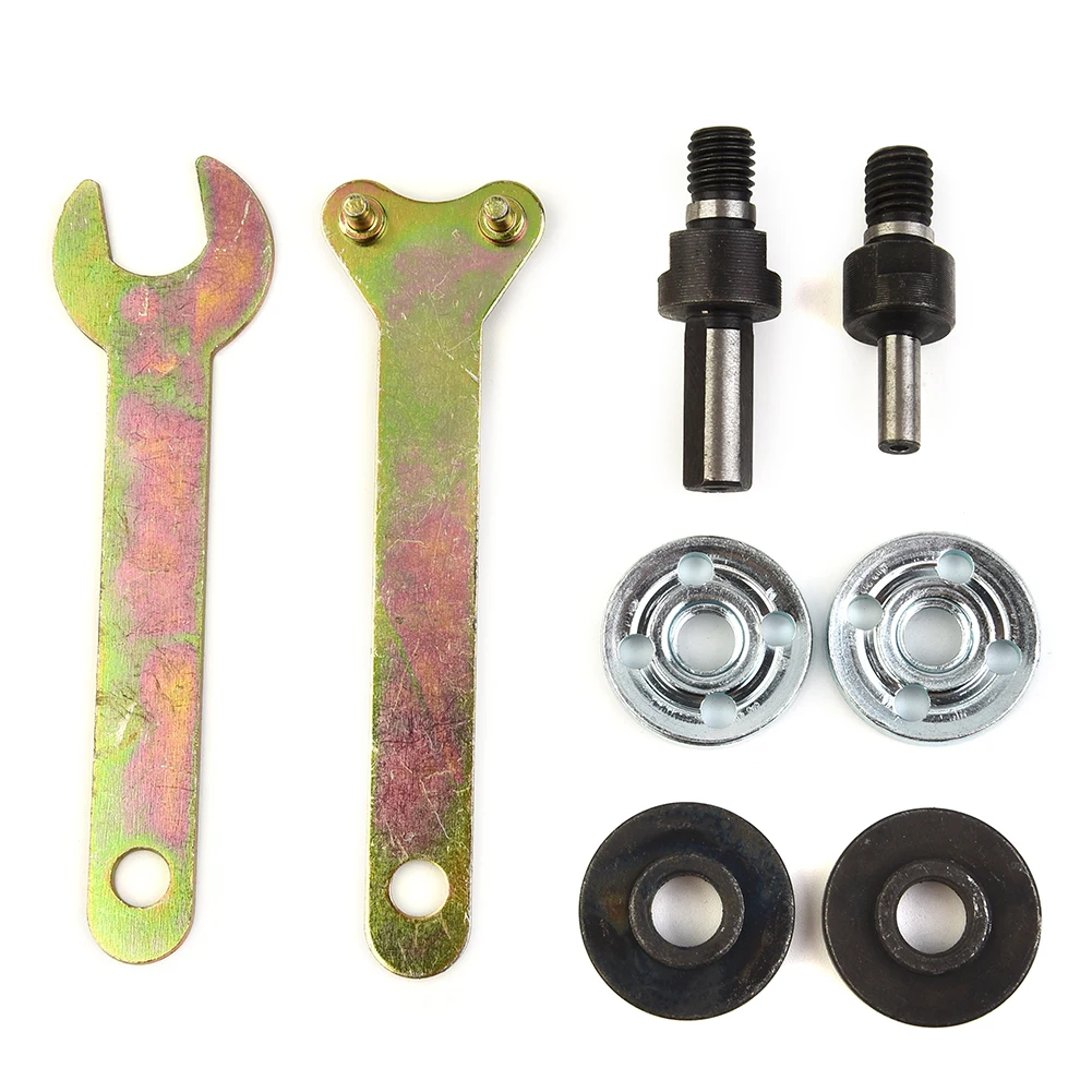 8 pçs conjunto de ferramentas de polimento 6mm 10mm chave biela broca ângulo moedor haste mandril flange porcas chave adaptador disco conjunto