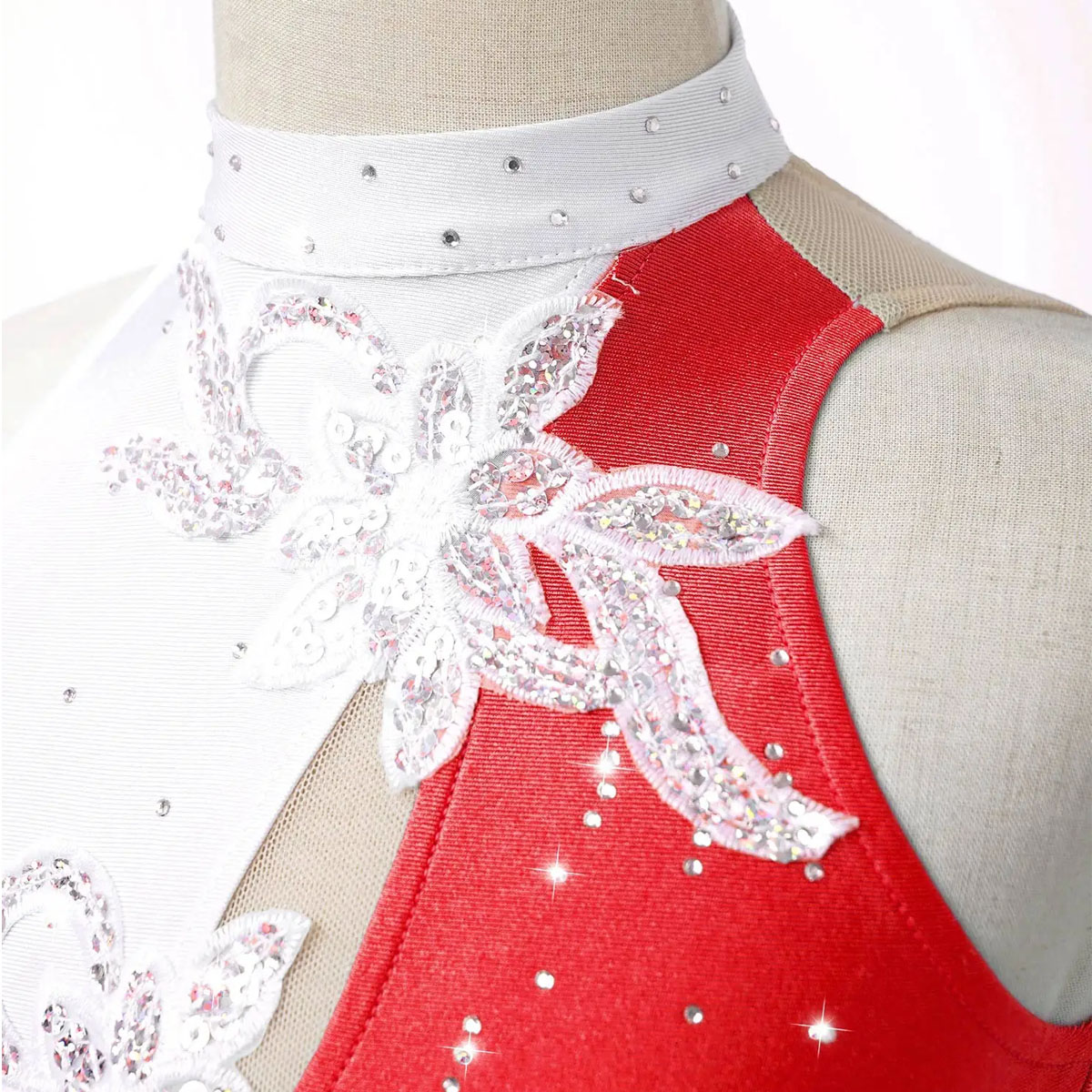 Dziecięca dziewczęca cekinowa sukienka do jazdy na łyżwach Rhinestone kwiatowy balet gimnastyka trykot stroje taneczne konkursowe ubrania na występy