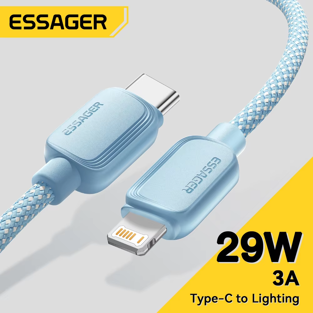 Essager Cable USB tipo C para iPhone 14 13 12 11 Pro Max XS PD 20W cargador rápido USB C a Lightning Cable de 29W para iPad Macbook