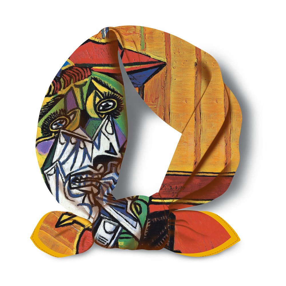 Picasso Vẽ Tranh Sơn Dầu Thời Trang Nữ Khăn Len Hai Dây 100% Lụa 53Cm Vuông Khăn Quàng Khăn Trùm Đầu Hijab Cổ Cao Su