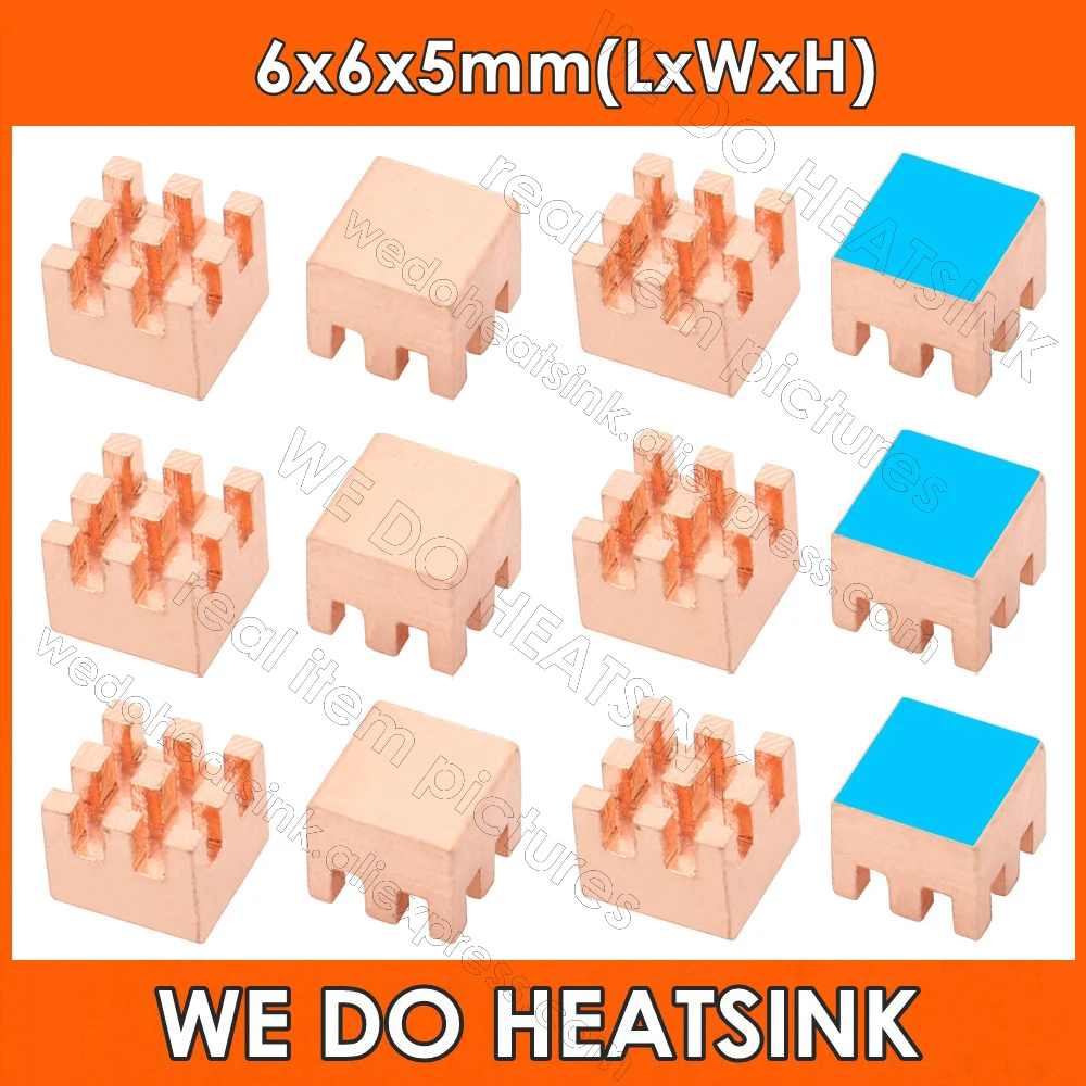 WE DO HEATSINK Useful Pure Copper Heat Sink Without or With Thermal Pad, Various Copper Shape Size Options