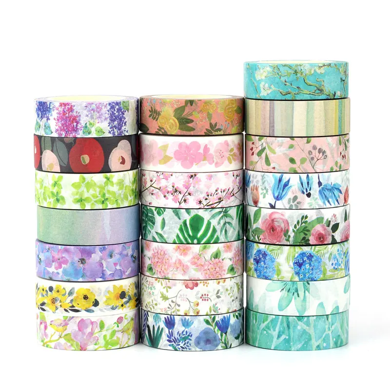 Nuevo 1 pieza decorativa hermosas hojas florales conjunto de cintas Washi DIY Scrapbooking diario cinta adhesiva Linda Papeleria